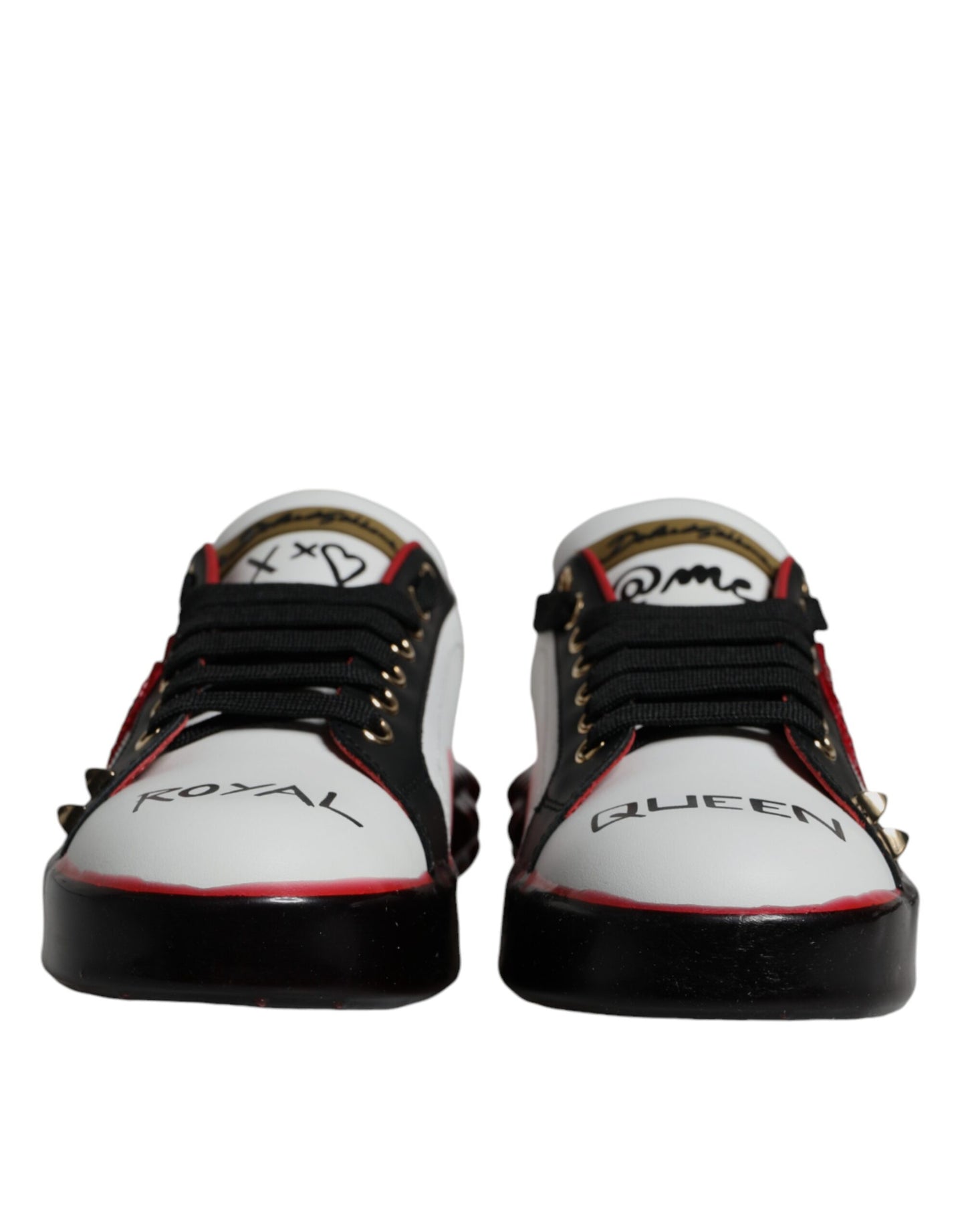 Dolce & Gabbana White Red Crystals Portofino Sneakers Shoes