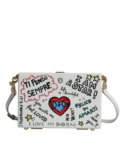 Dolce & Gabbana White Graffiti Print Clutch Crossbody Bag