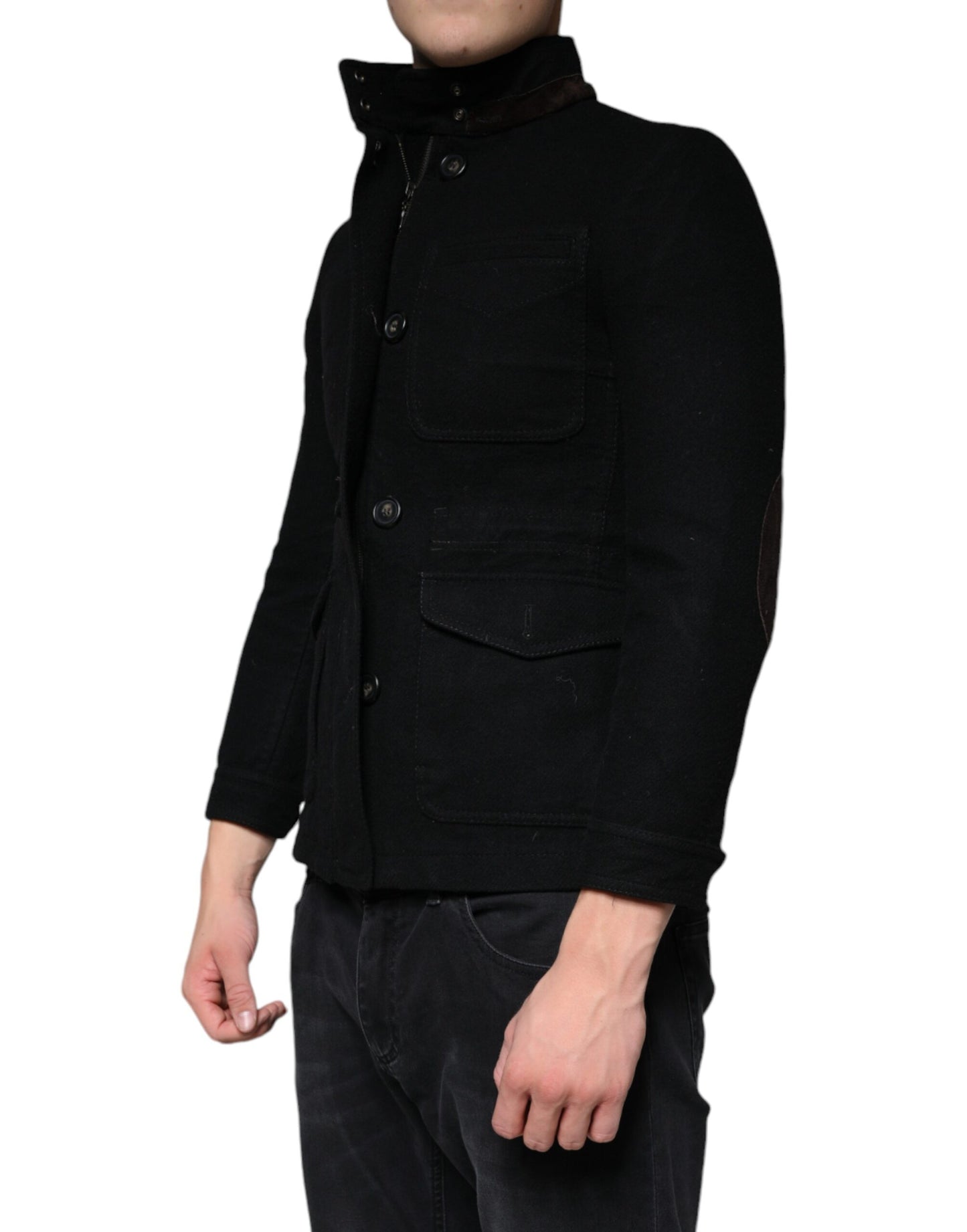 Dolce & Gabbana Black Button Down Cotton Stretch Denim Jacket