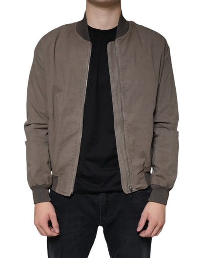 Bikkembergs Brown Full Zip Biker Bomber Long Sleeves Jacket