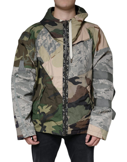 Dolce & Gabbana Multicolor Camouflage Full Zip Hooded Jacket