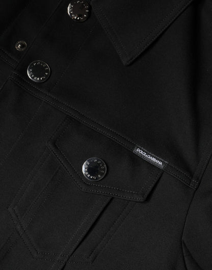 Dolce & Gabbana Black Cotton Blend Button Down Jacket