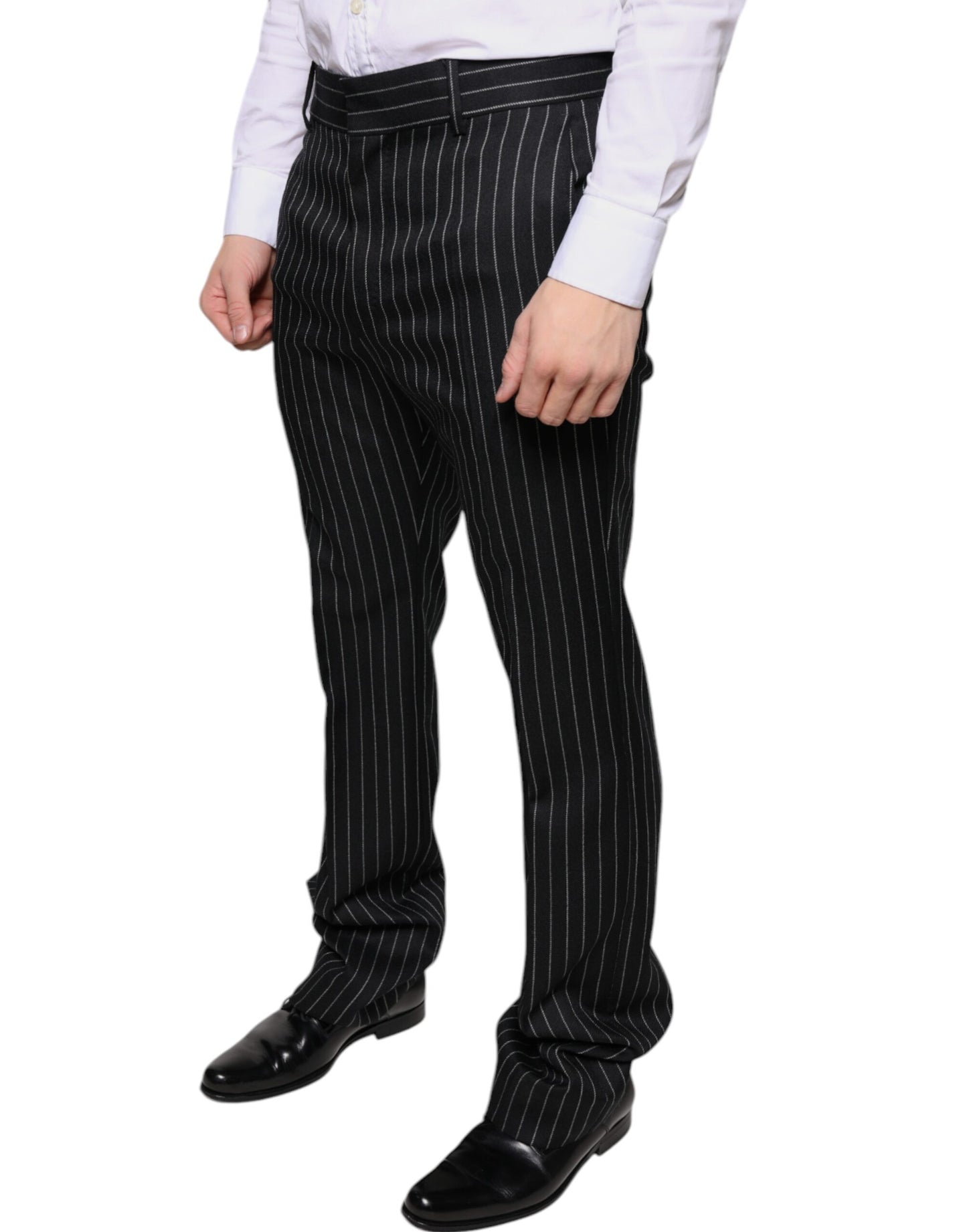 Dolce & Gabbana Black Stripes Skinny Men Dress Pants