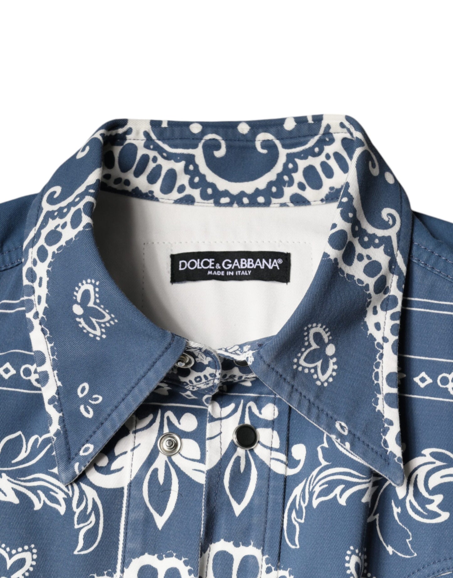 Dolce & Gabbana Blue White Bandana Print Cotton Casual Shirt