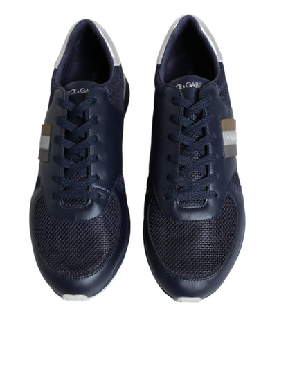 Dolce & Gabbana Blue Logo Leather Casual Men Sneakers Shoes