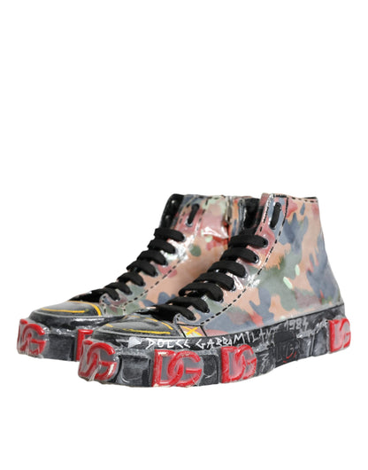 Dolce & Gabbana Multicolor Camouflage High Top Sneakers Shoes