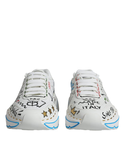 Dolce & Gabbana White Daymaster Hand Painted Sneakers Shoes