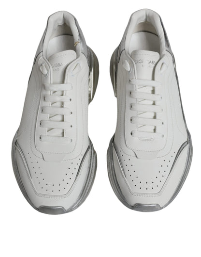 Dolce & Gabbana White Silver Daymaster Low Top Sneakers Shoes