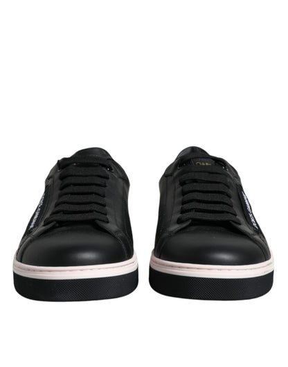 Dolce & Gabbana Black Leather Low Top Men Sneakers Shoes