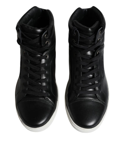 Dolce & Gabbana Black Leather High Top Men Sneakers Shoes