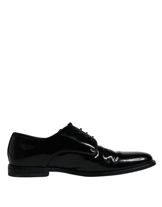 Dolce & Gabbana Black Leather Lace Up Men Derby Formal Shoes