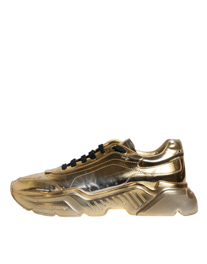 Dolce & Gabbana Gold Leather Daymaster Low Top Sneakers Shoes