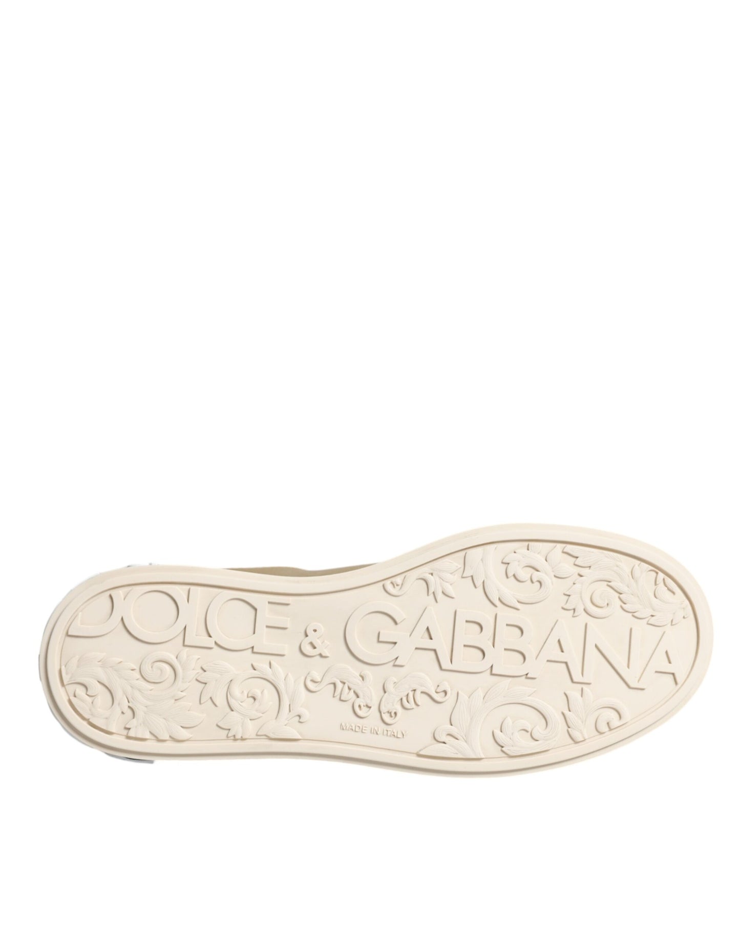 Dolce & Gabbana Gold Portofino Calf Leather Sneakers Shoes