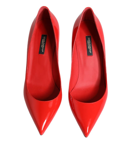 Dolce & Gabbana Red Patent Leather Kitten Heels Pumps Shoes