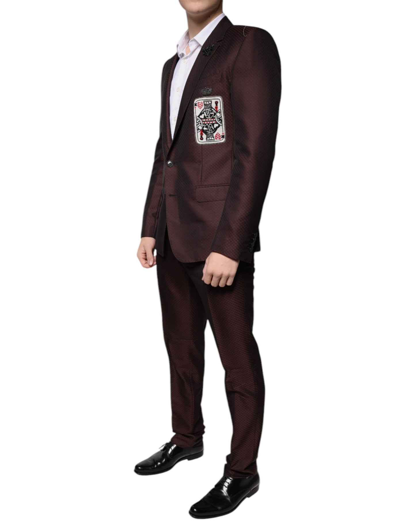 Dolce & Gabbana Maroon Deck Card Crown 2 Piece Formal Suit