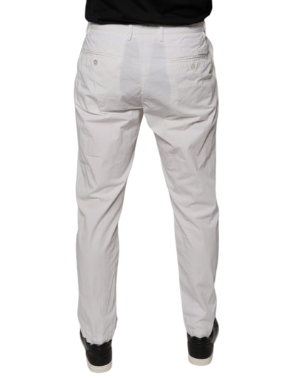 Dolce & Gabbana White Cotton Skinny Dress Pants