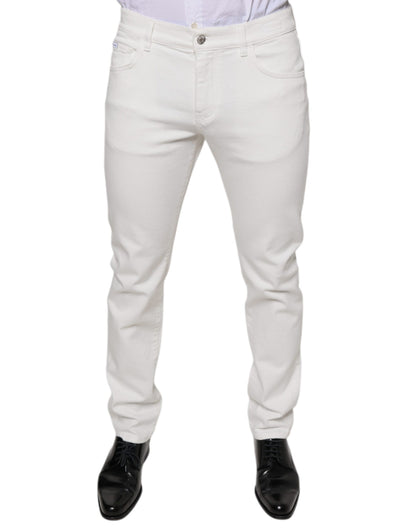 Dolce & Gabbana White Cotton Skinny Slim Men Denim Jeans