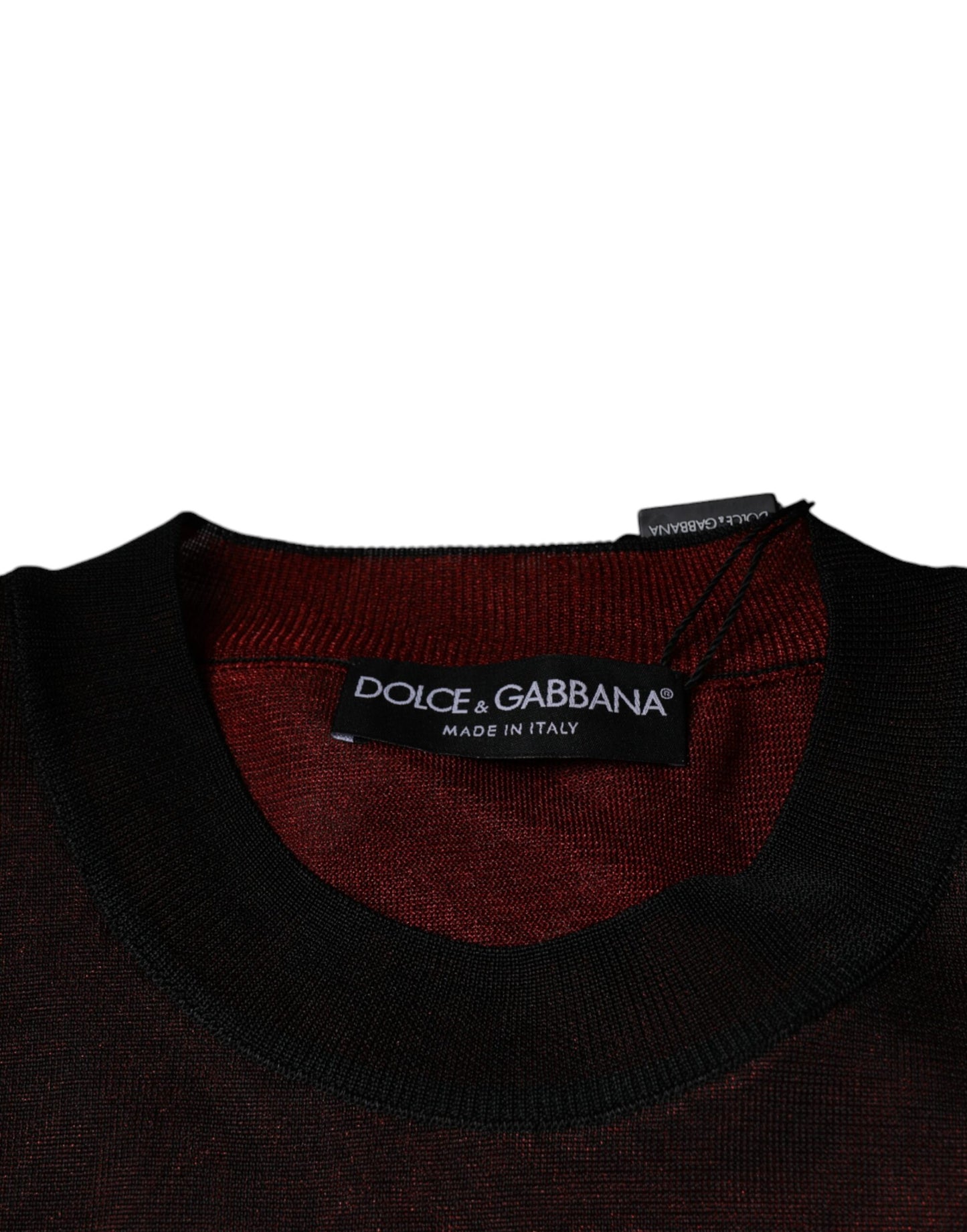 Dolce & Gabbana Maroon Polyester Crew Neck Pullover Sweater