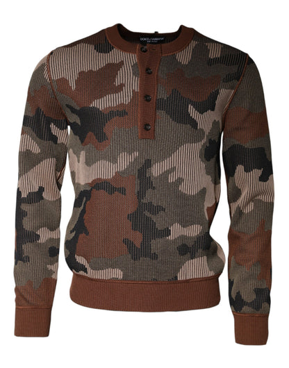 Dolce & Gabbana Multicolor Camouflage Men Pullover Sweater