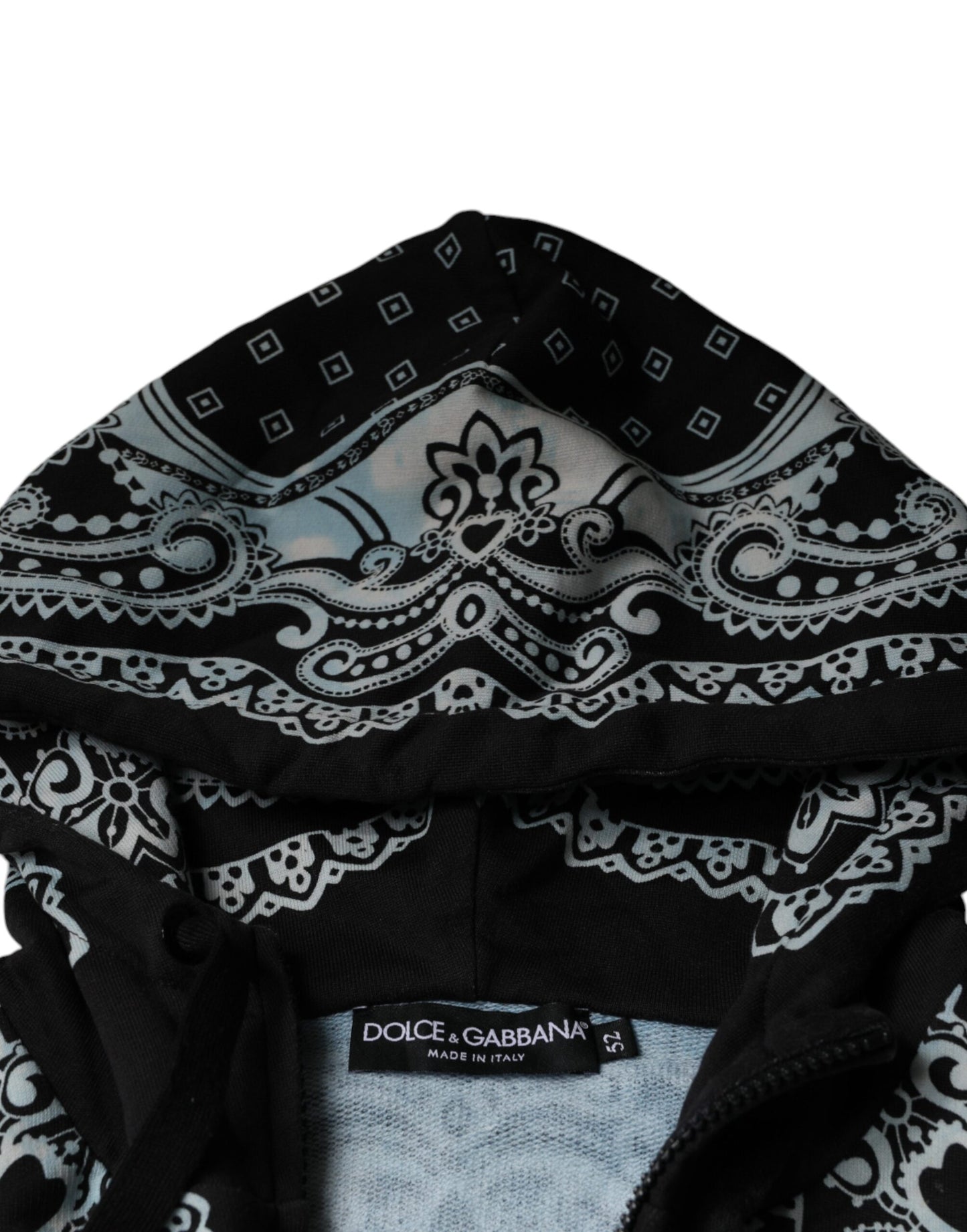 Dolce & Gabbana Black White Bandana Hooded Sweatshirt Sweater