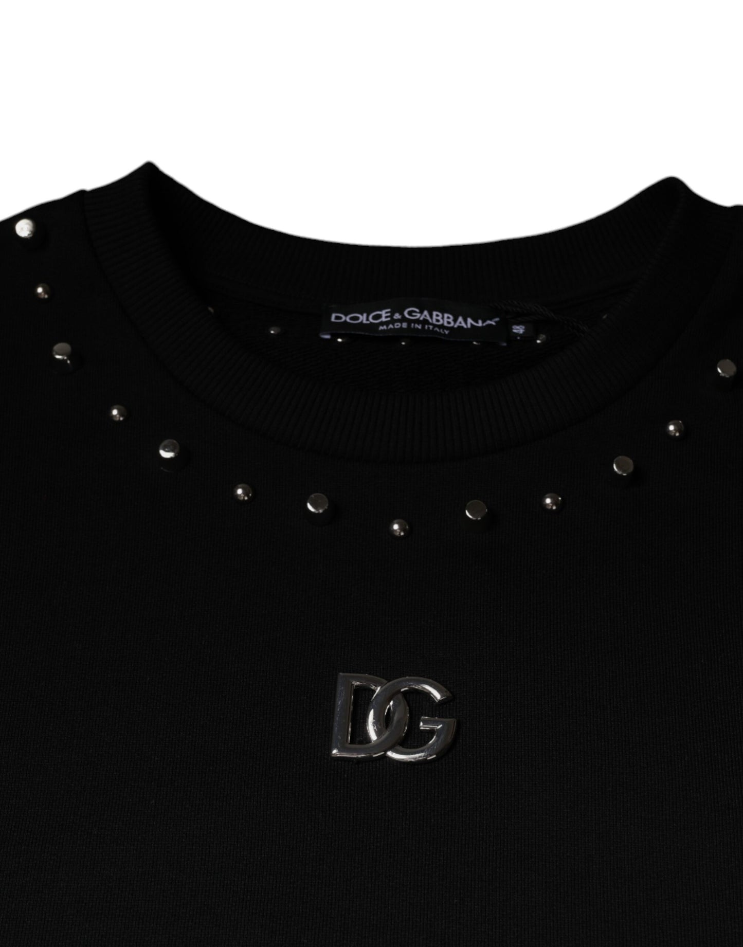 Dolce & Gabbana Black Logo Stud Pullover Sweatshirt Sweater