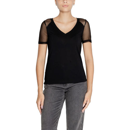 Jacqueline De Yong Black Cotton Tops & T-Shirt