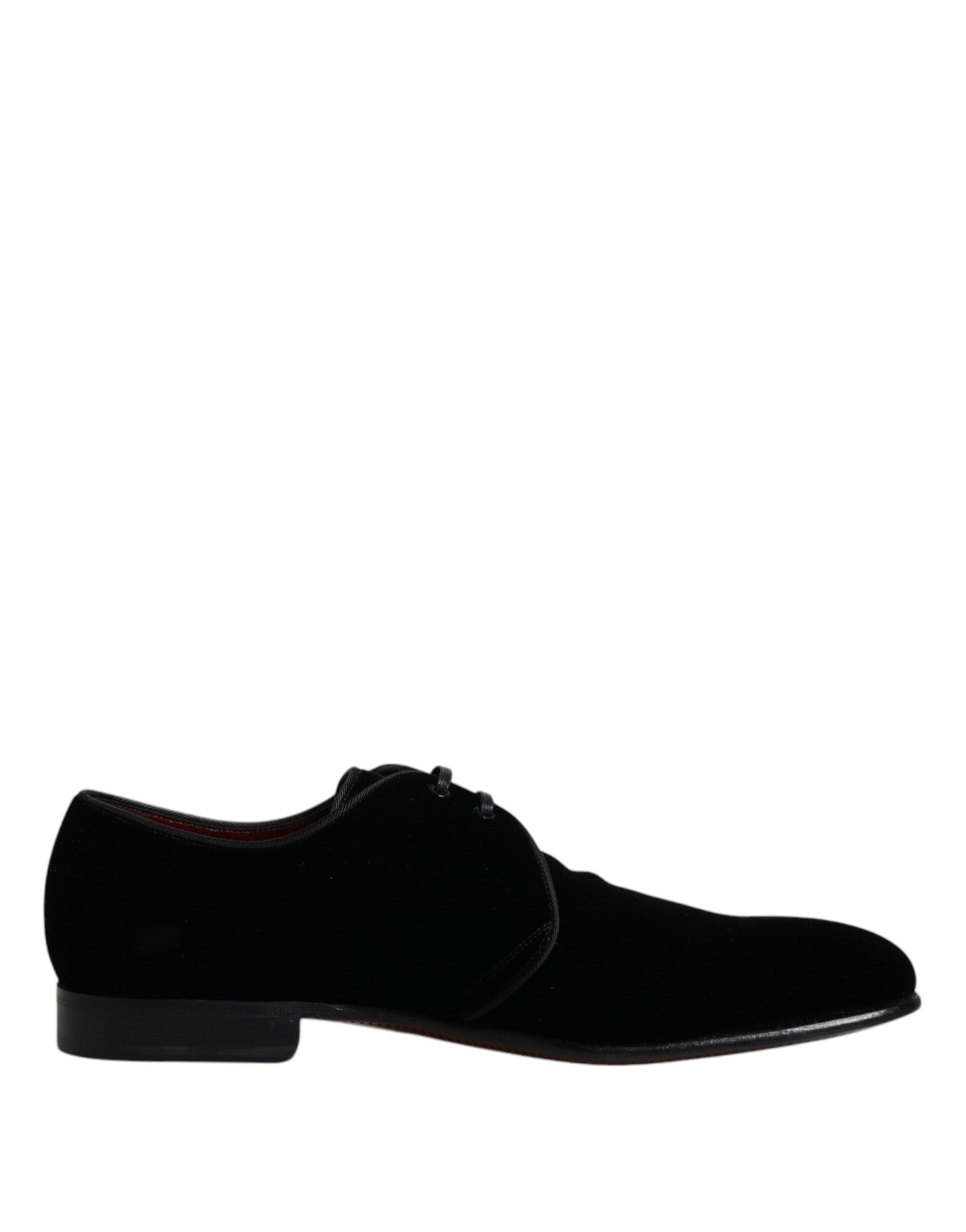 Dolce & Gabbana Black Velvet Leather Lace Up Derby Shoes