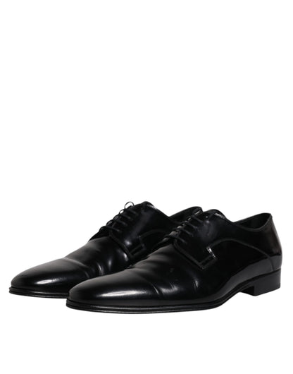 Dolce & Gabbana Black Leather Lace Up Derby Formal Shoes