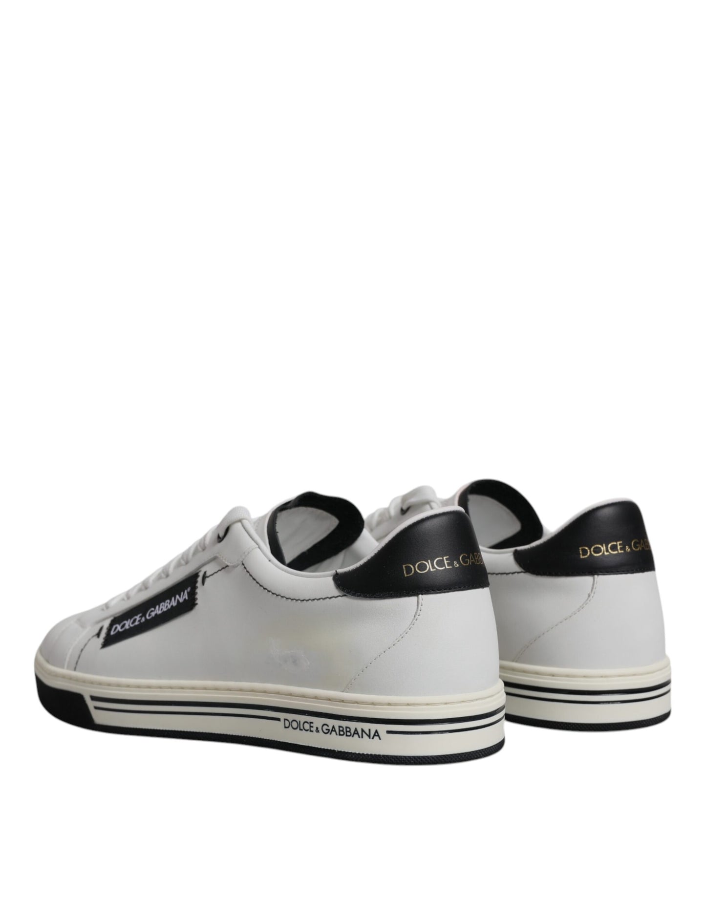 Dolce & Gabbana White Leather Low Top Men Sneakers Shoes