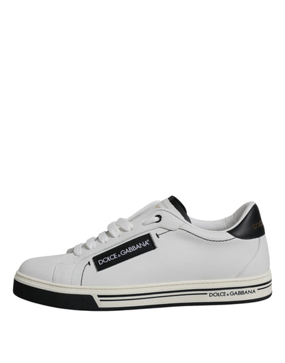 Dolce & Gabbana White Leather Low Top Men Sneakers Shoes