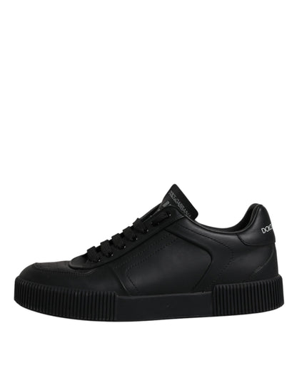 Dolce & Gabbana Black Miami Leather Low Top Sneakers Shoes