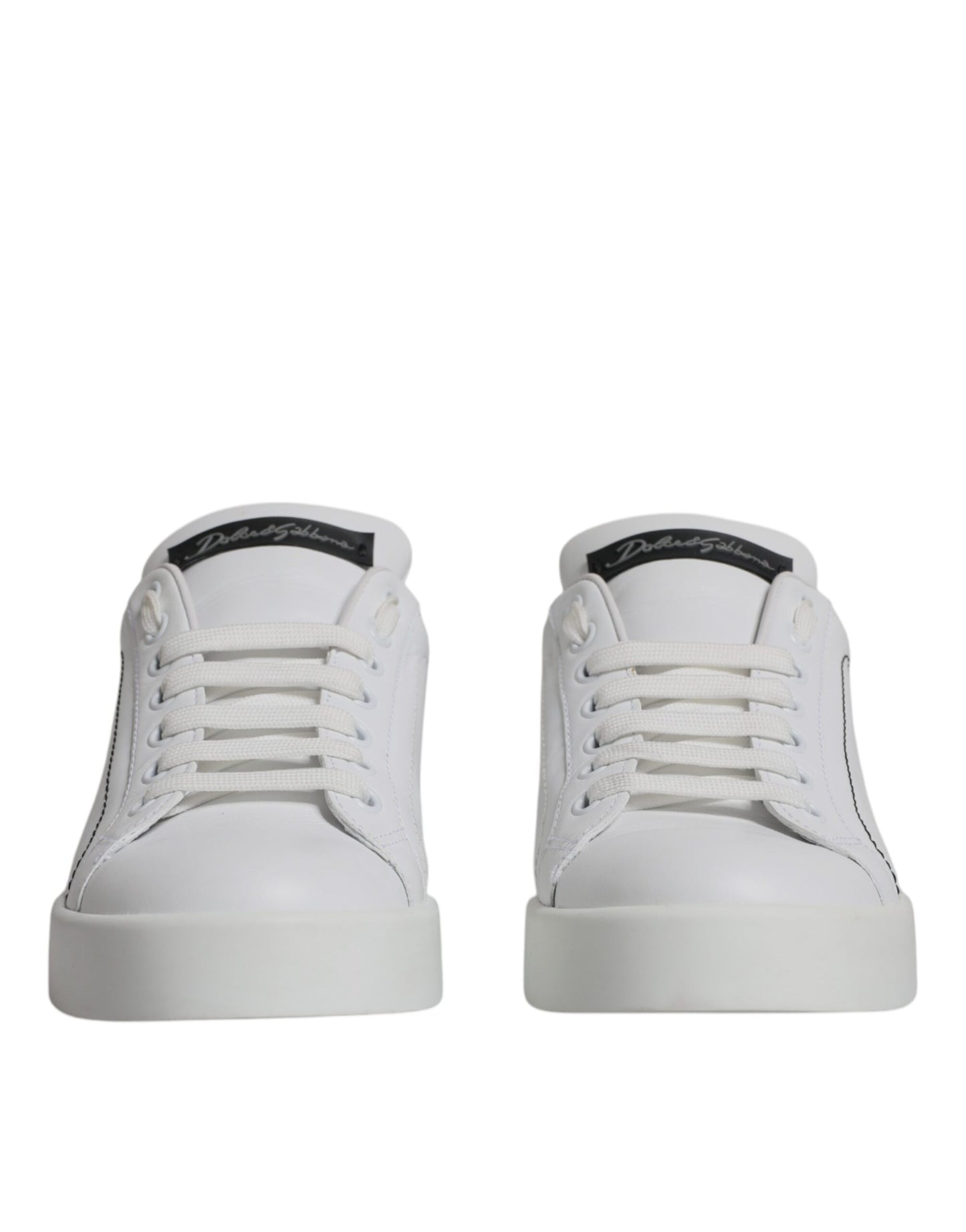 Dolce & Gabbana White Silver Leather Low Top Men Sneakers Shoes