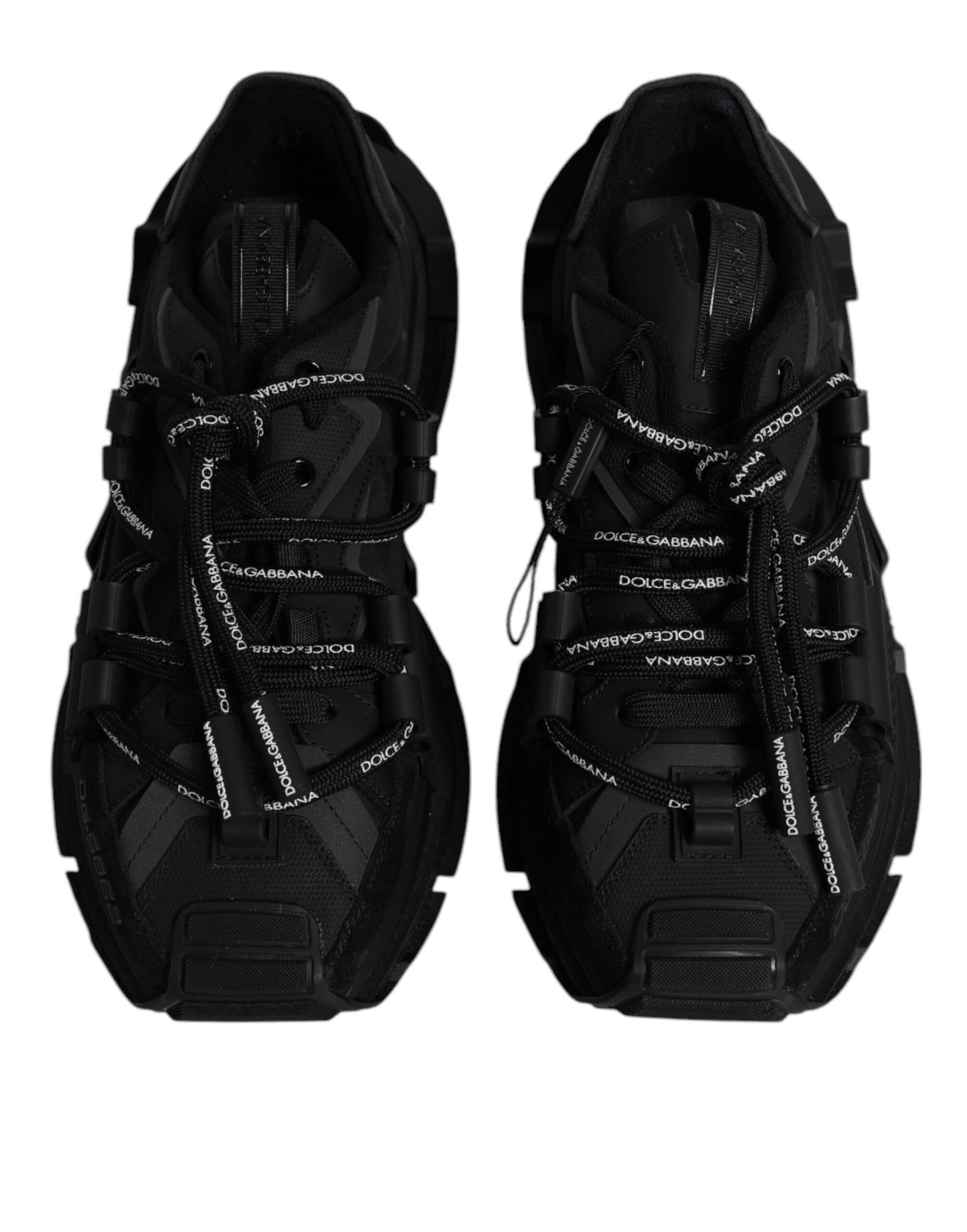 Dolce & Gabbana Black Low Top Space Lace Up Sneakers Shoes