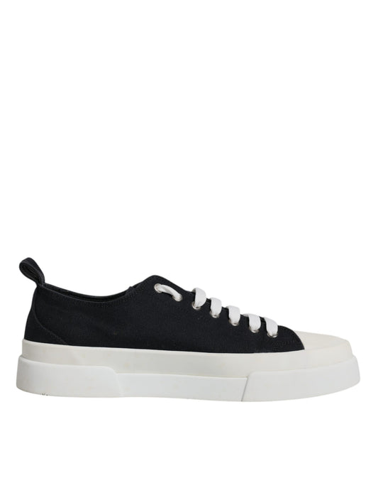 Dolce & Gabbana Black White Canvas Low Top Sneakers Shoes