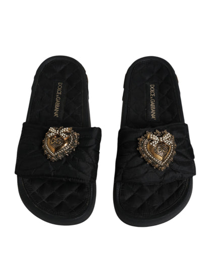 Dolce & Gabbana Black Devotion Beachwear Sandals Shoes