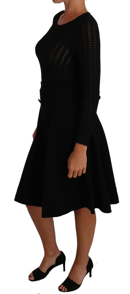 Dolce & Gabbana Elegant Black Knitted Sheath Dress