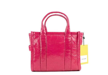 Marc Jacobs The Shiny Crinkle Mini Tote Bolso bandolera de cuero magenta