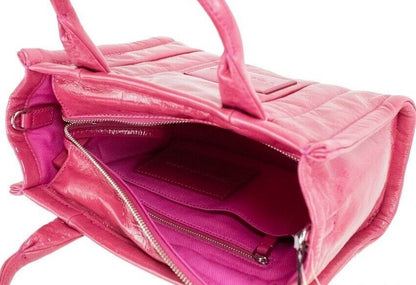 Marc Jacobs The Shiny Crinkle Mini Tote Bolso bandolera de cuero magenta