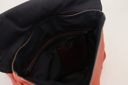 Dolce &amp; Gabbana Bolso Mochila Hombre Piel Naranja Con Placa Del Logo