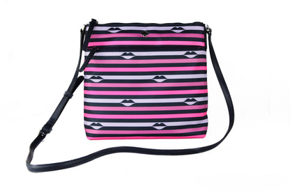 Kate Spade Jae - Bolso bandolera de piel de nailon con rayas rosas planas