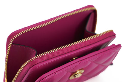 Versace cartera plegable con cremallera alrededor de piel de napa morada