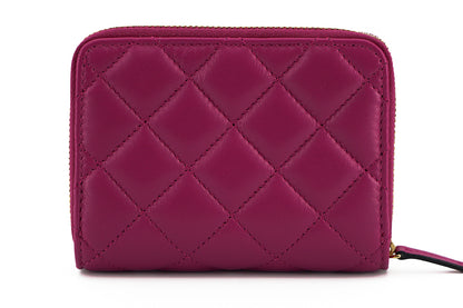 Versace cartera plegable con cremallera alrededor de piel de napa morada