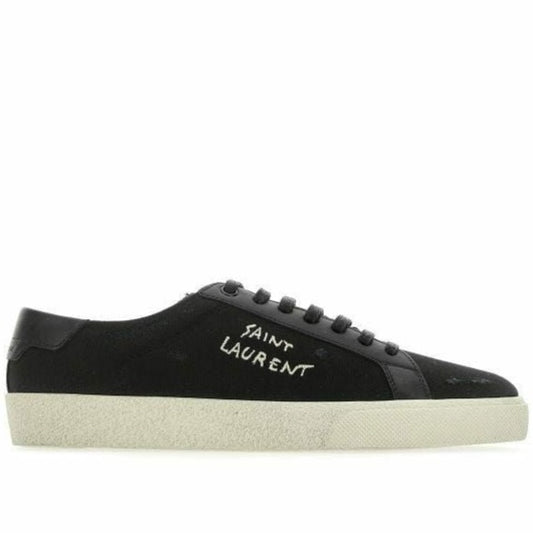 Saint Laurent Sleek Black Canvas & Leather Low-Top Sneakers